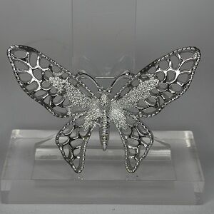 Elegant Silver Butterfly Brooch